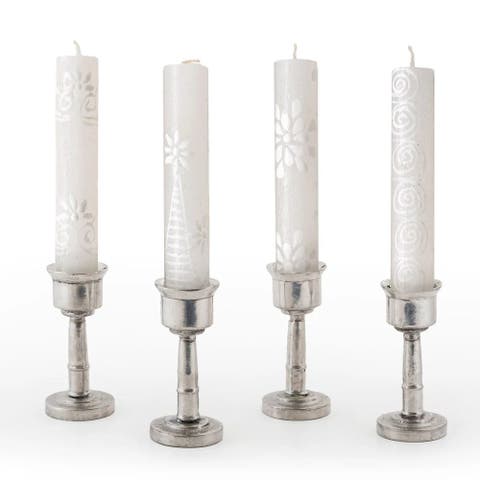 Shabbat White on White Painted Candles