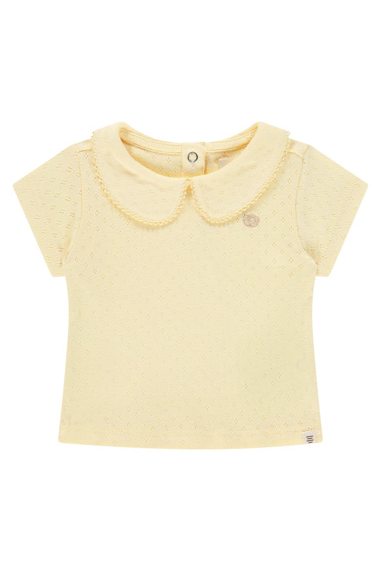 Pointelle Short Sleeve Collar Top, Main, color, Buttercup