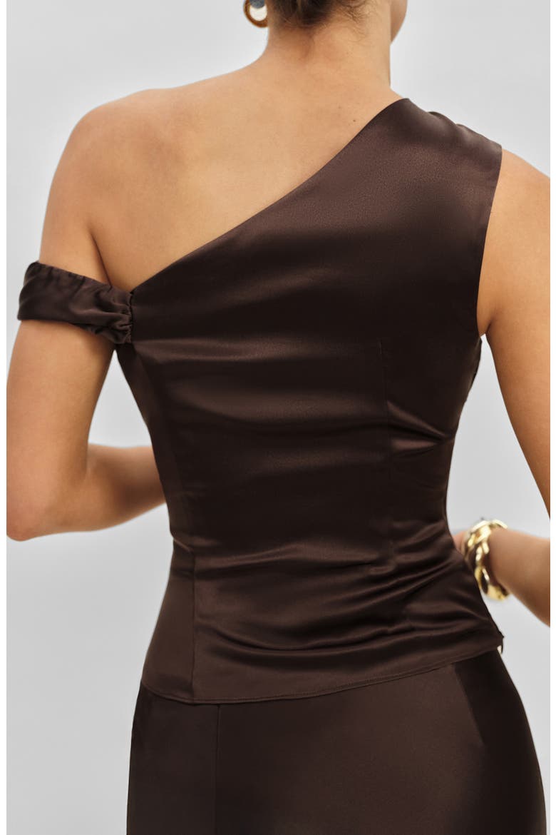 One-Shoulder Silk Top, Alternate, color, BLACK BEAN