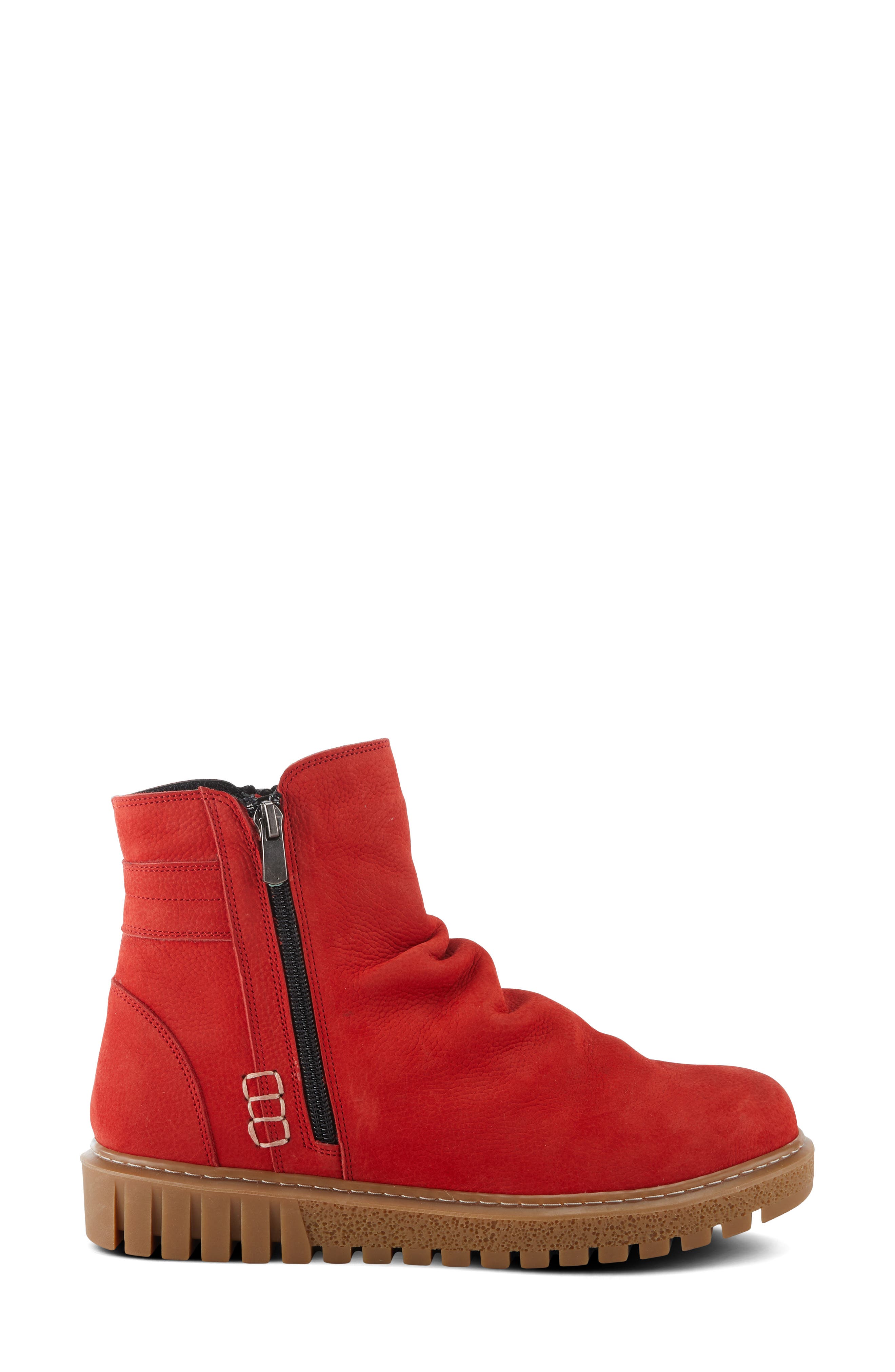 Spring Step Addlyn Scrunched Nubuck Bootie, Alternate, color, Red Nubuck