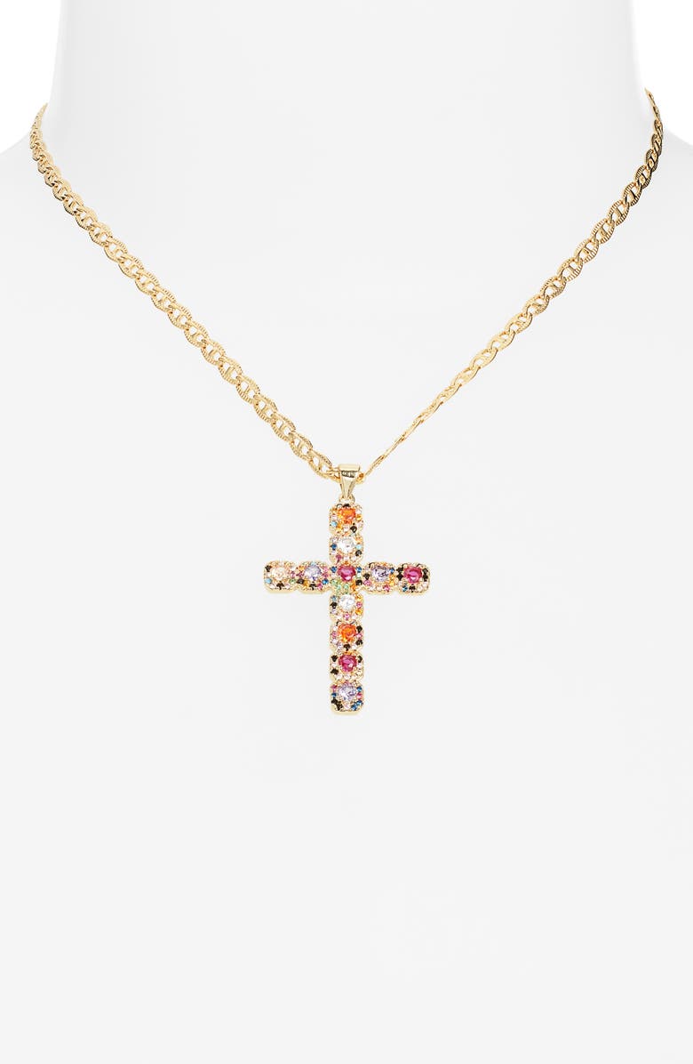 VIDAKUSH Fantasy Cross Necklace, Alternate, color, Gold/ Rainbow