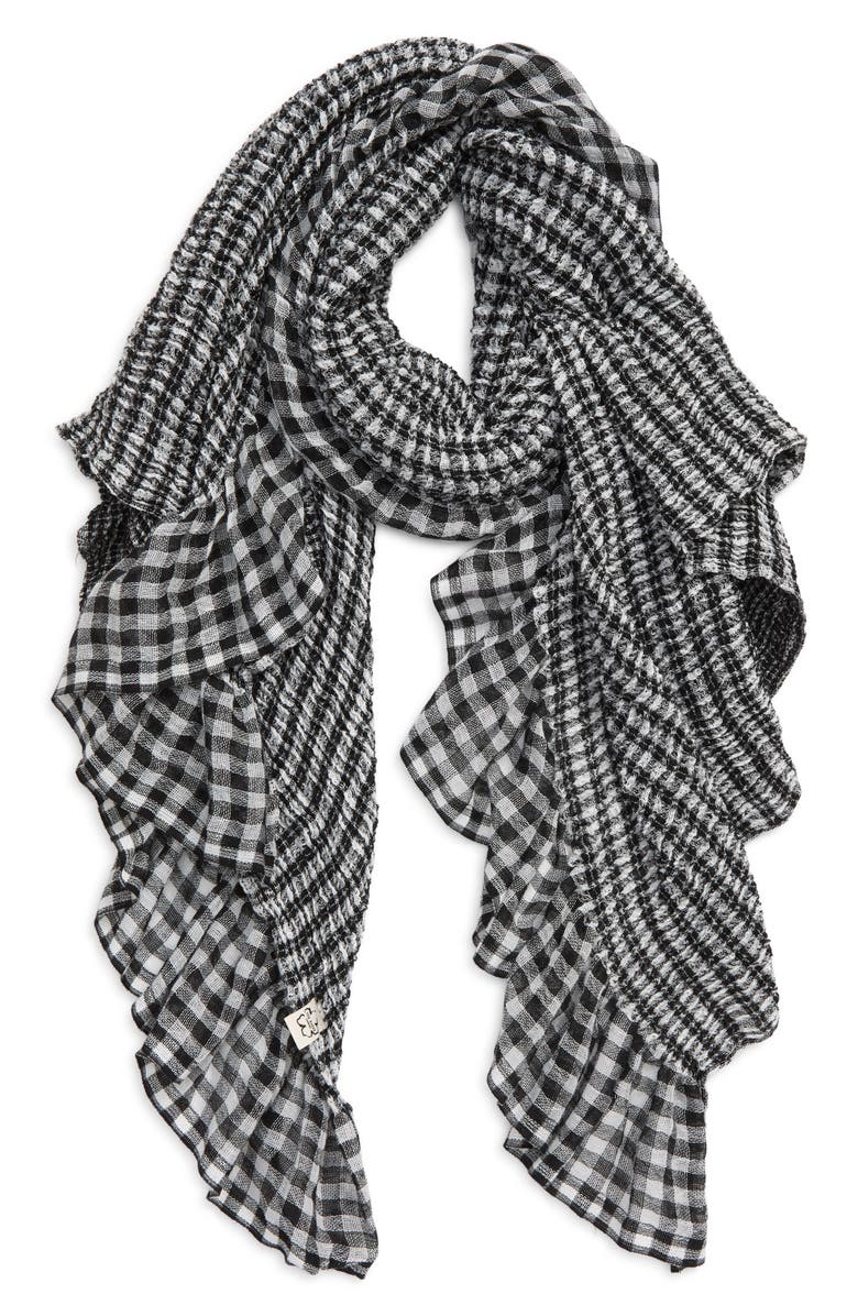 Ted Baker London Penny Gingham Frill Scarf, Main, color,
