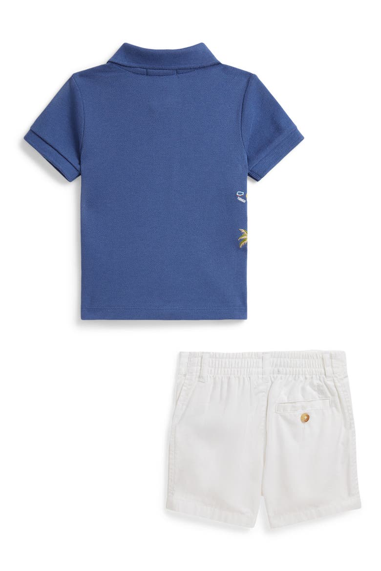 Island Embroidered Polo & Shorts Set, Alternate, color, BLUE
