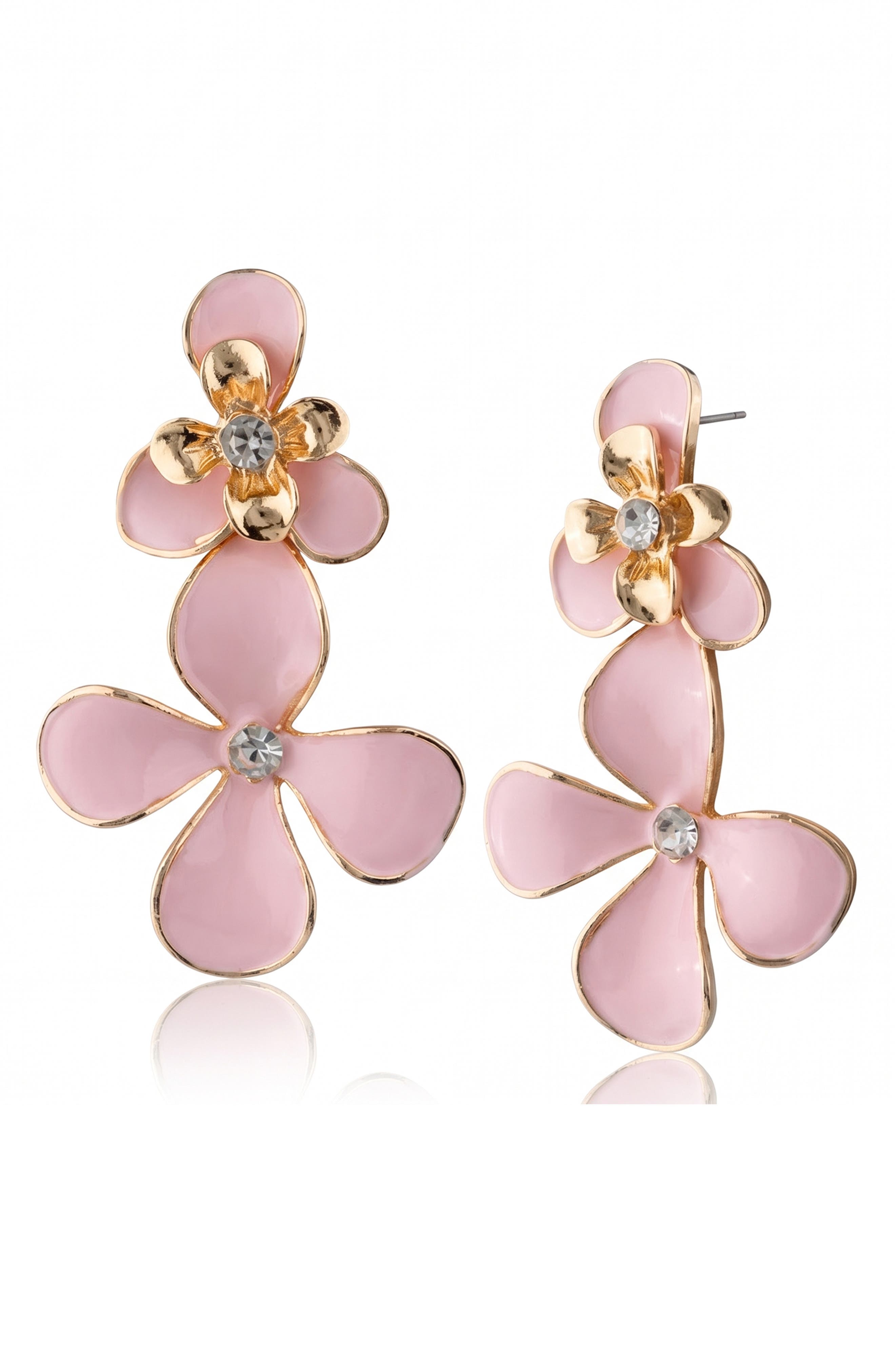 Enamel Daisy Drop Earrings