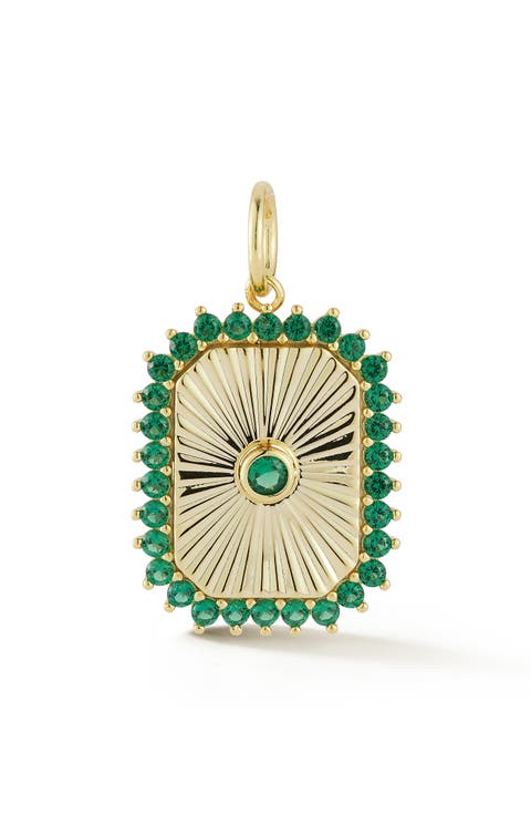 Cubic Zirconia 14k-Gold Plate Tag Charm