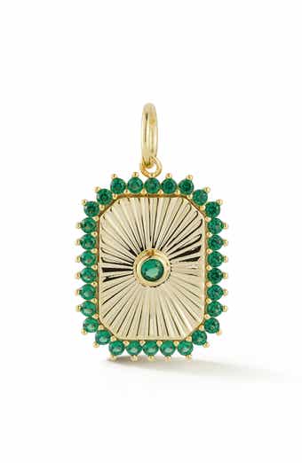 Cubic Zirconia 14k-Gold Plate Tag Charm