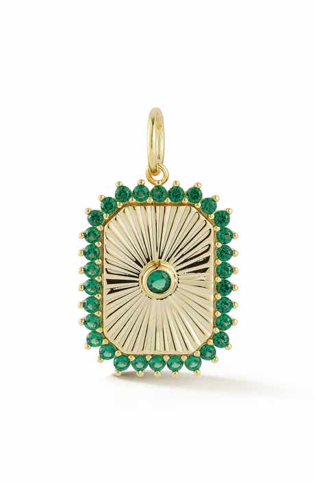Cubic Zirconia 14k-Gold Plate Tag Charm