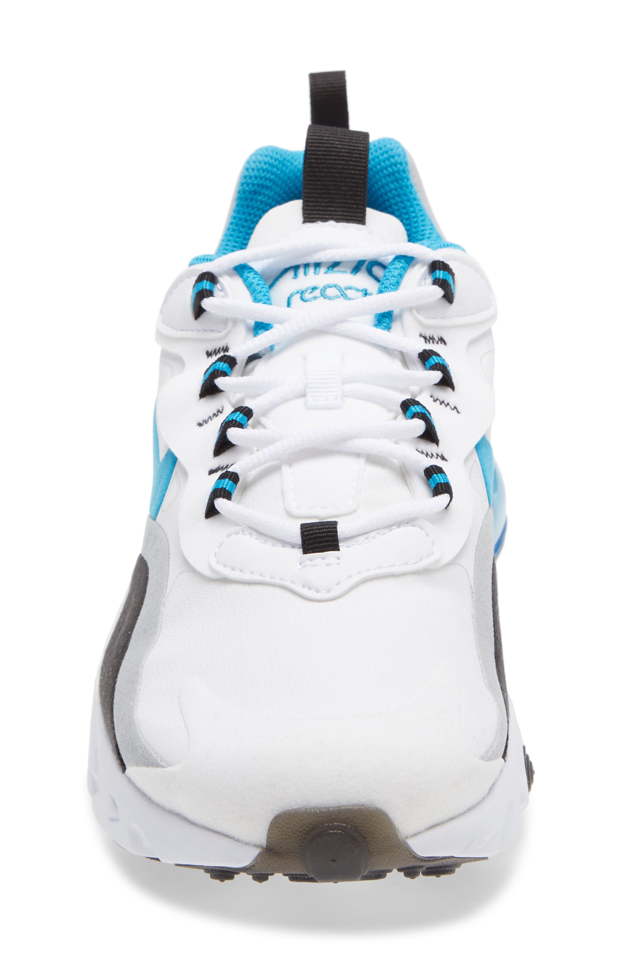Air Max 270 React Sneaker, Alternate, color, WHITE/ BLUE/ GREY/ BLACK