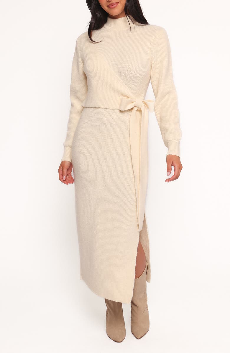Petal & Pup Aerin Long Sleeve Knit Dress, Main, color, Cream