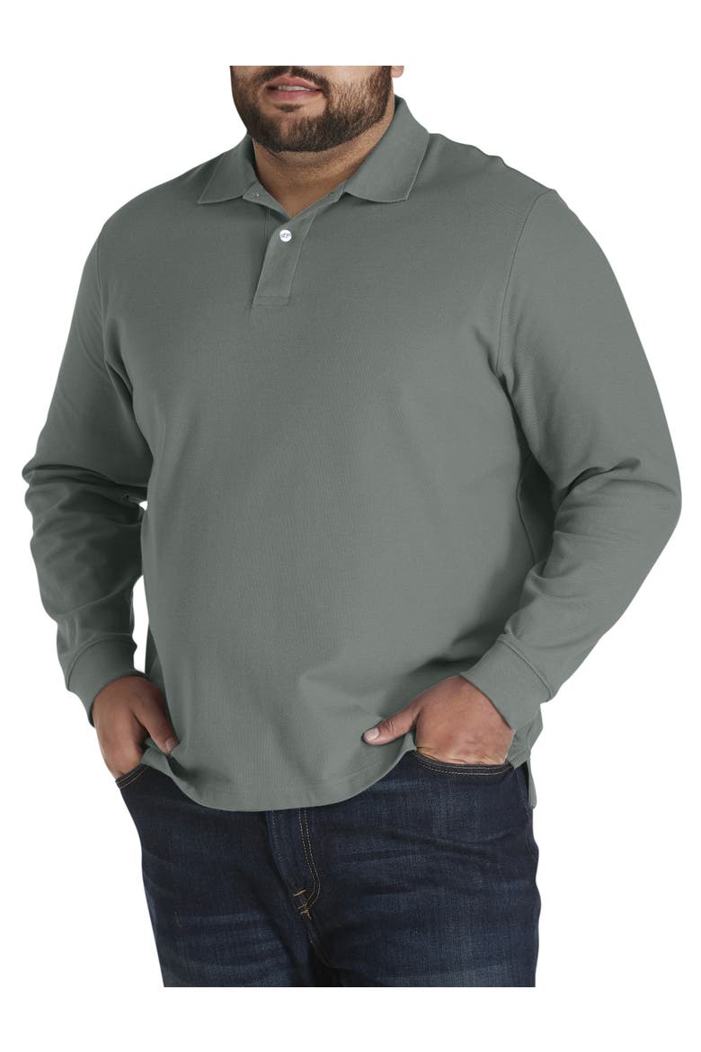 Big & Tall Honeycomb Piqué Polo Shirt, Main, color, CASTOR GREY