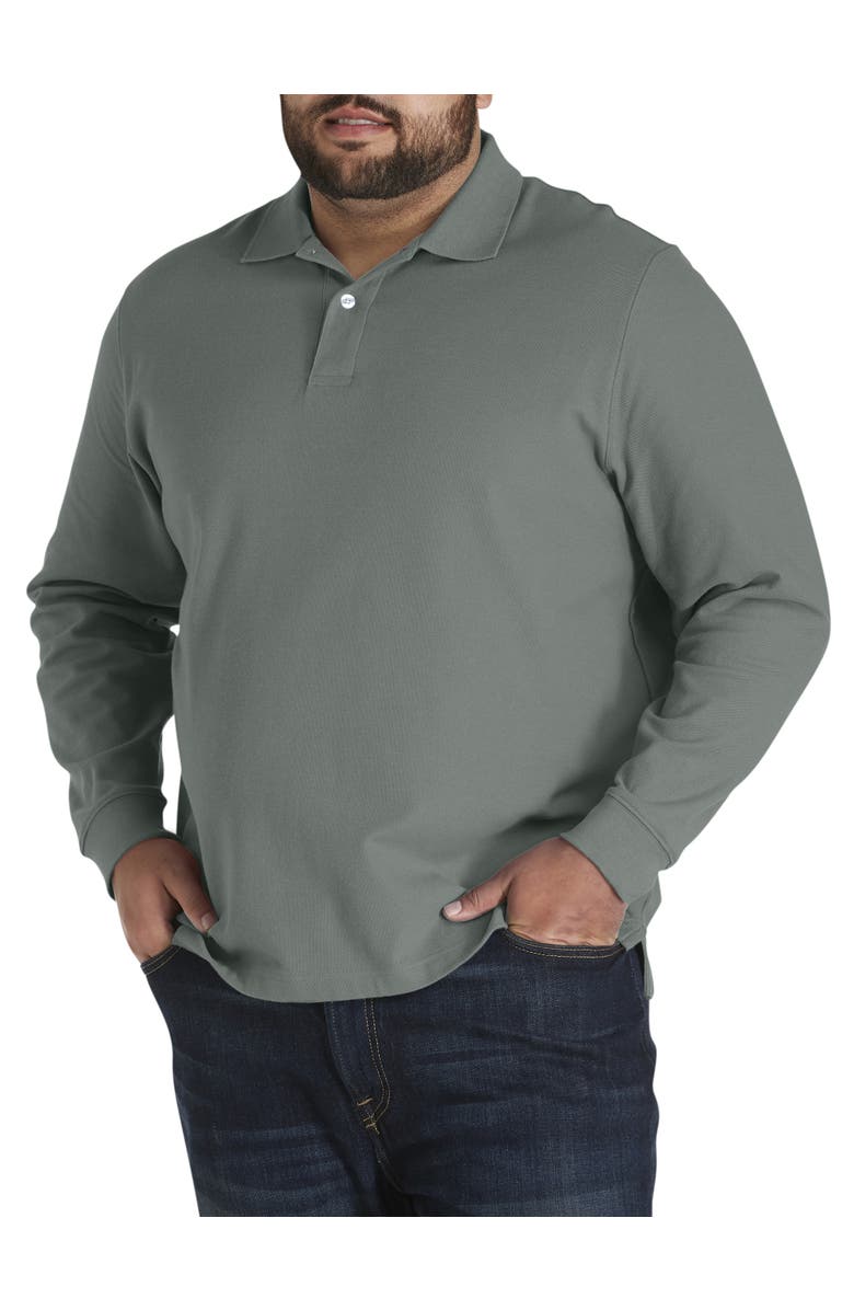 Harbor Bay by DXL Big & Tall Honeycomb Piqué Polo Shirt, Main, color, Castor Grey