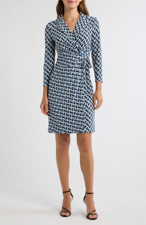 Notch Collar Wrap Dress