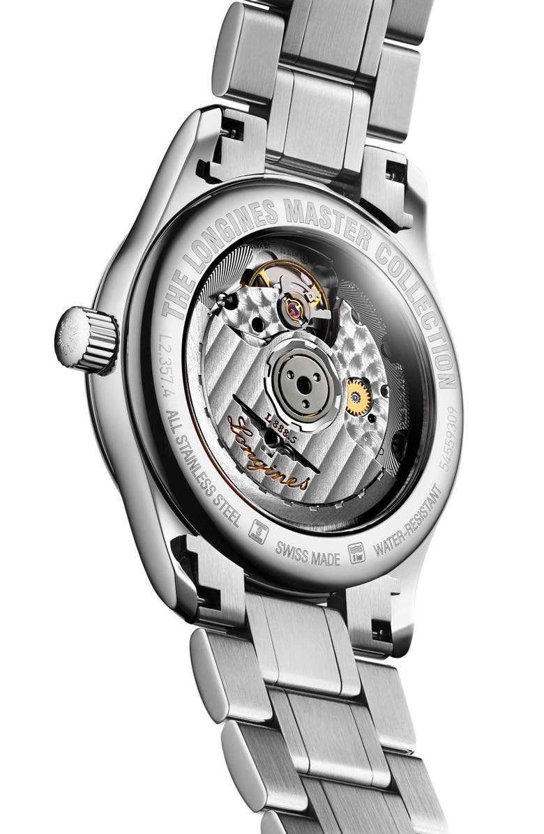 Longines Master Automatic Bracelet Watch, 34mm, Alternate, color, Champagne