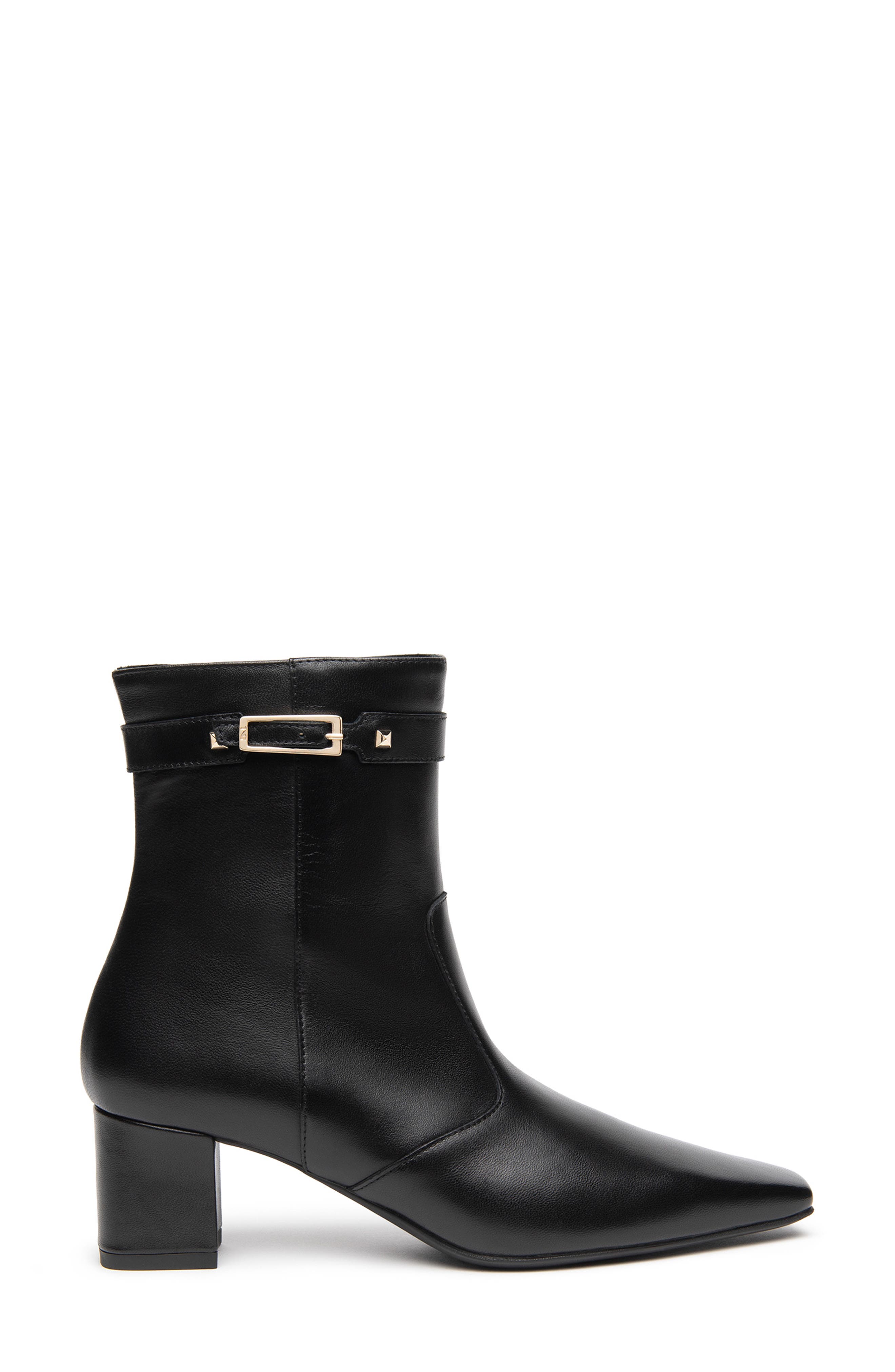 Leather Block Heel Bootie, Alternate, color, BLACK