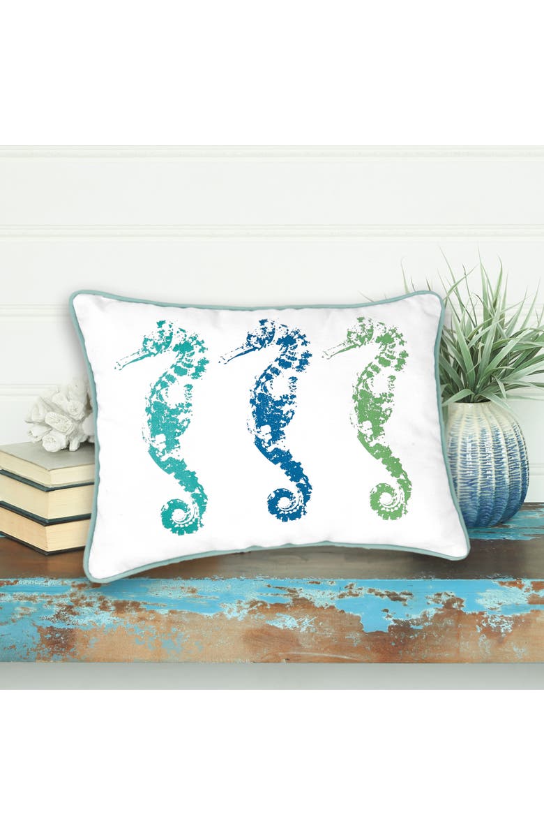 C&F Home Three Seahorses Trio Cotton Blend Lumbar Accent Pillow 12" x 16, Alternate, color, Green