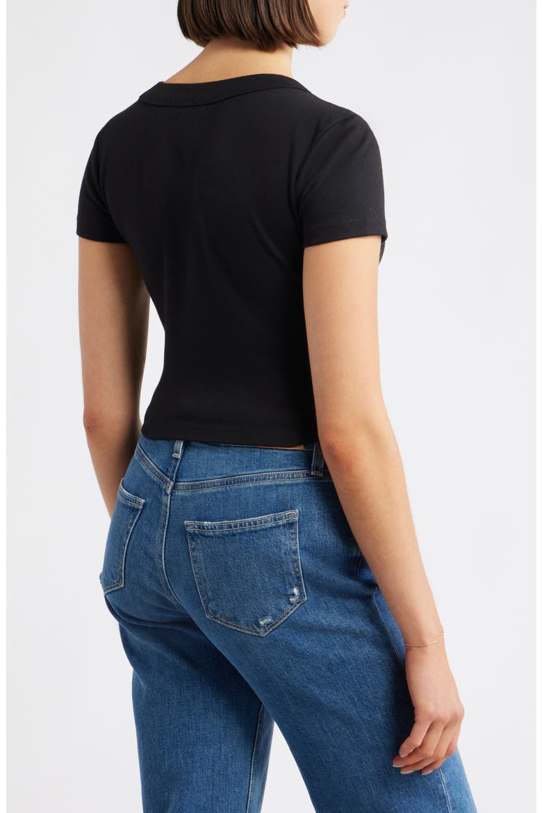 Crop Stretch Cotton T-Shirt, Alternate, color, BLACK