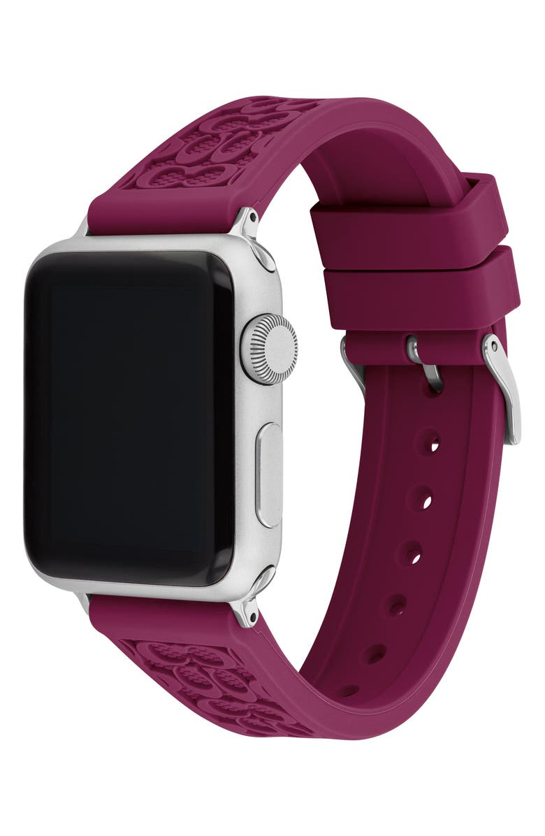 COACH Signature C Silicone Apple Watch<sup>®</sup> Watchband, Alternate, color,