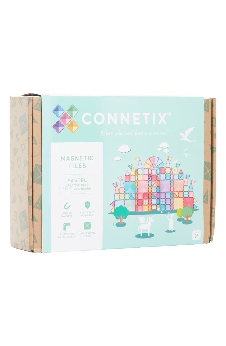 CONNETIX Kids' Pastel Magnetic Tiles 120-Piece Creative Pack, Main, color, Pastel