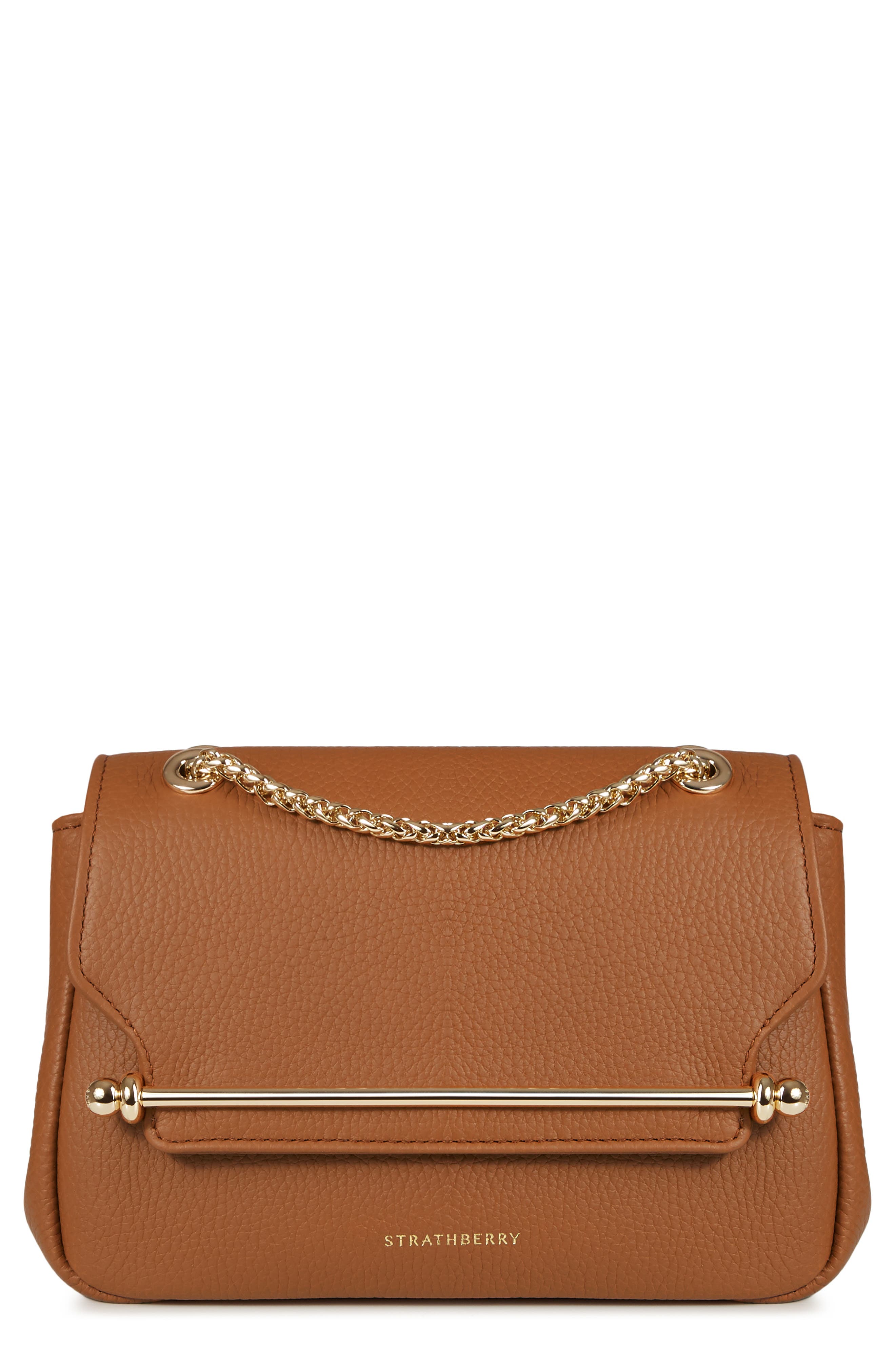Strathberry Mini Soft Leather East/West Shoulder Bag, Main, color, Tan