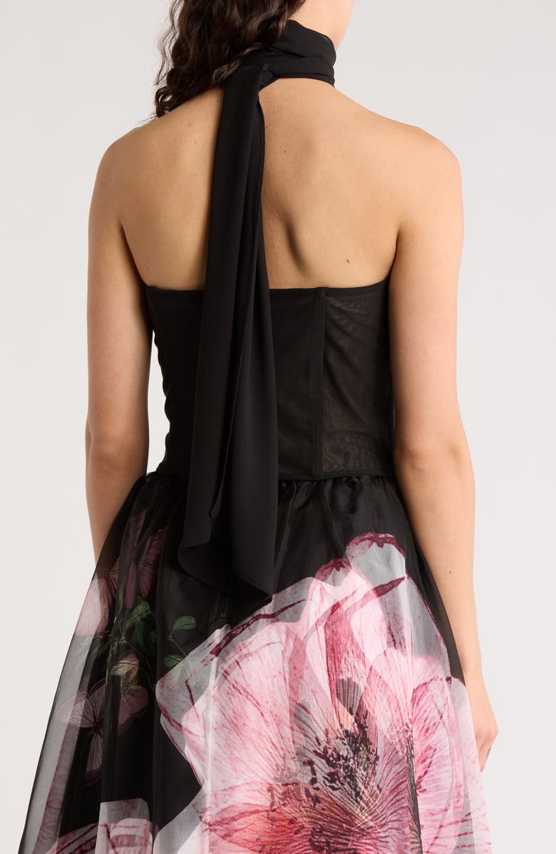 Alice + Olivia Aveline Mesh Corset Top & Scarf Set, Alternate, color,