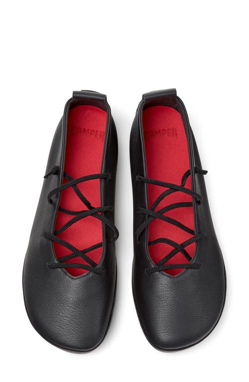 Camper Lace-up Leather Flats In Black