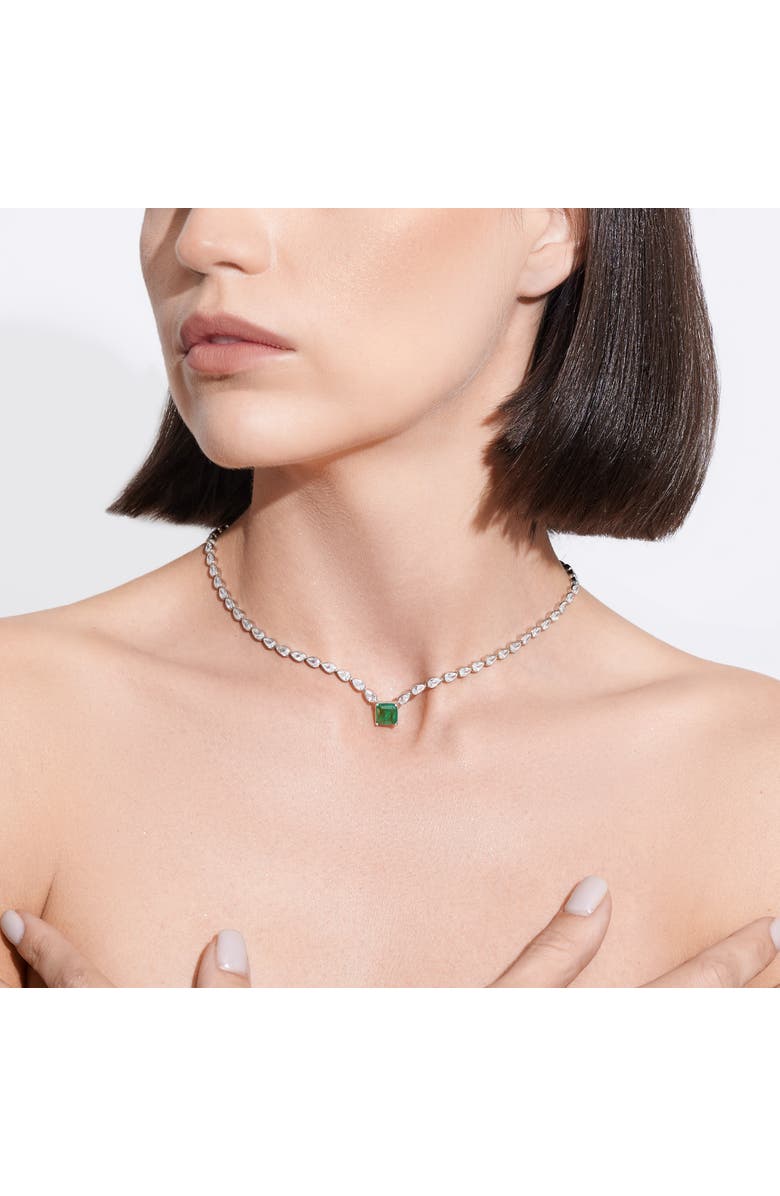 Gemma Azzurro emerald pear chain tennis necklace, Alternate, color, Green