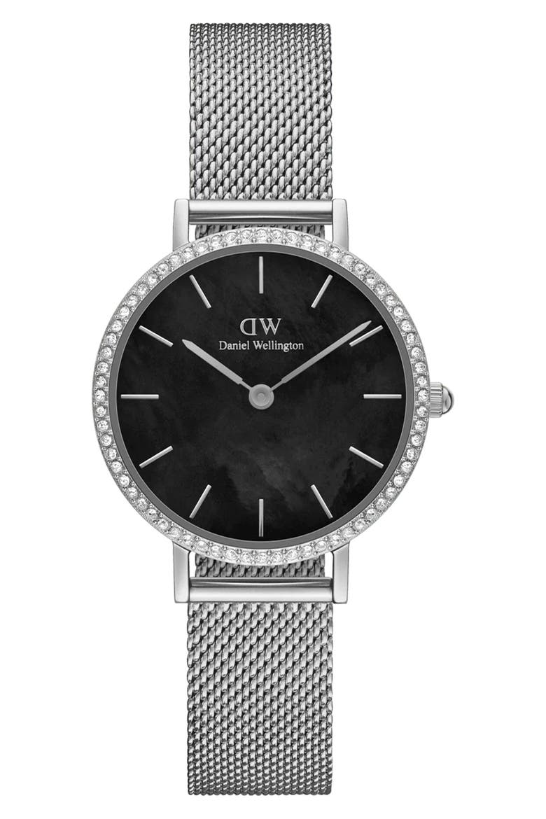 Petite Lumine Mesh Strap Watch, 28mm, Main, color, SILVER