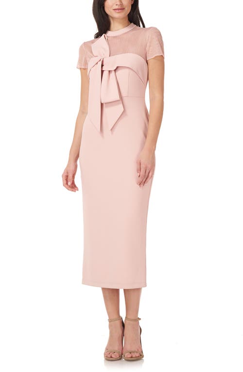 Js Collections Roselle Bow Detail Cocktail Midi Dress In Blush