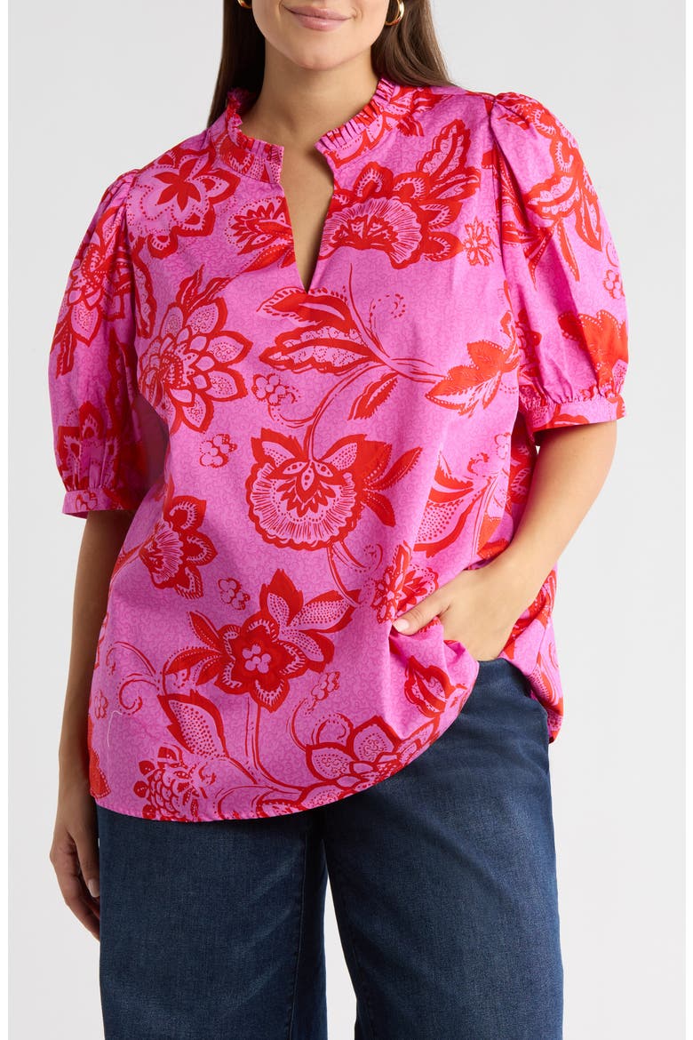 Weirly Floral Print Top, Main, color, PINK-RED-MULTI