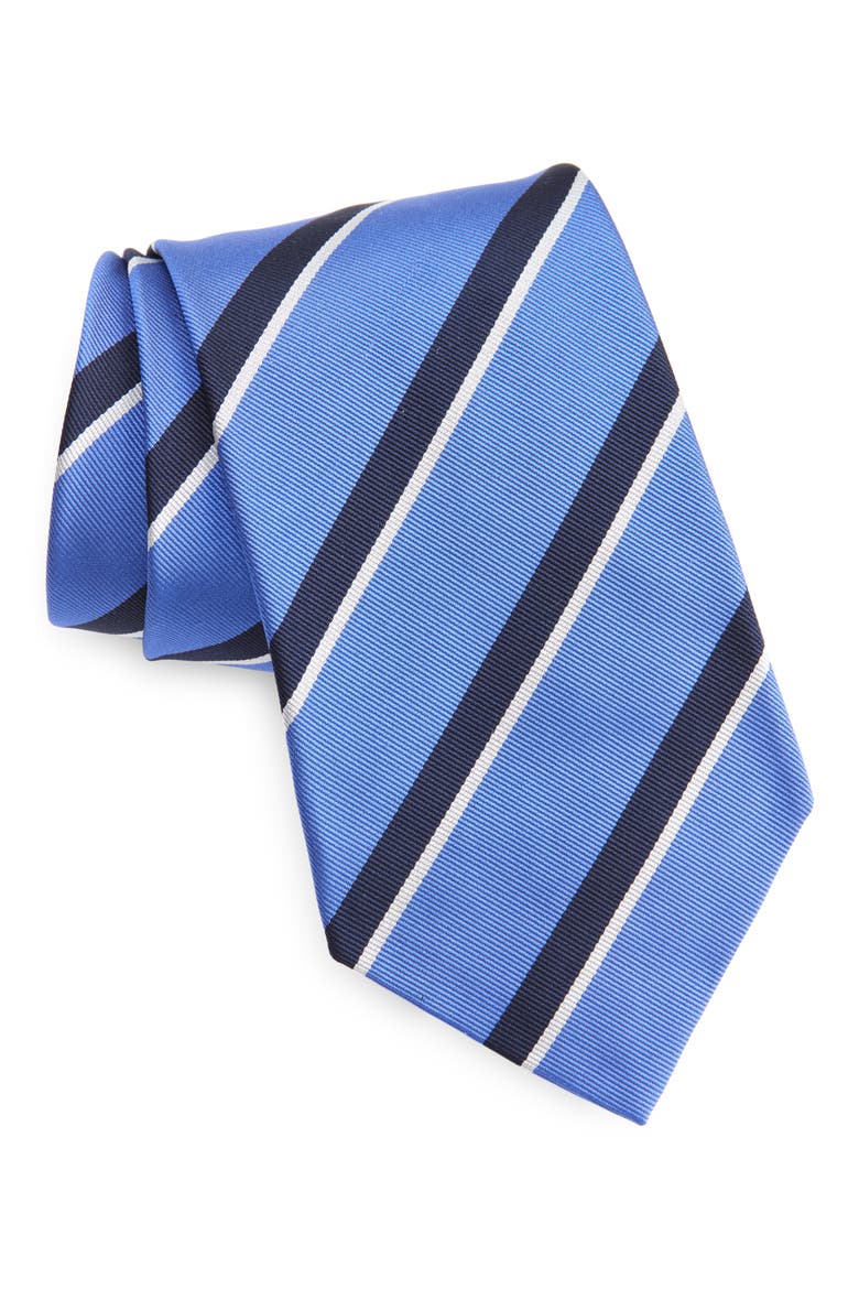 Super Repp Stripe Silk Tie, Main, color, BLUE/ NAVY