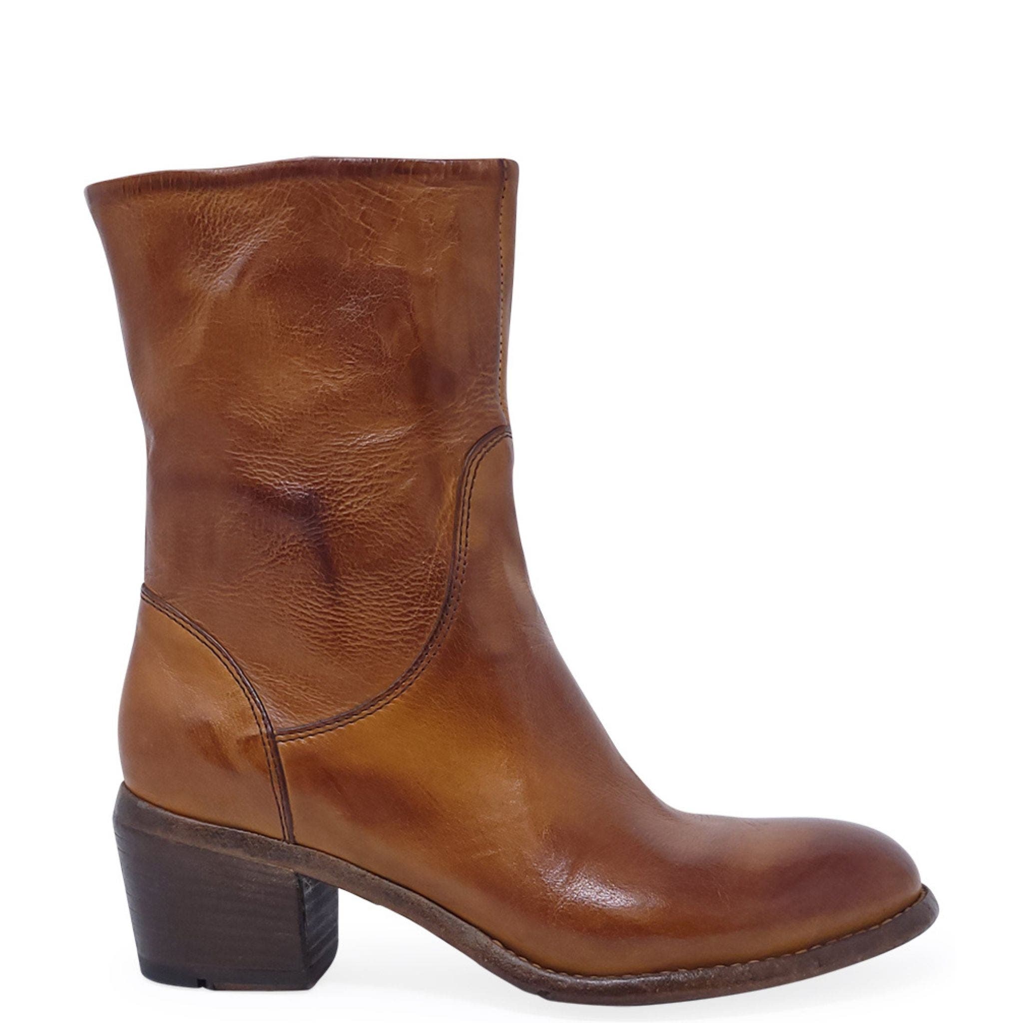 Leather Mid Calf Boot, Alternate, color, BROWN
