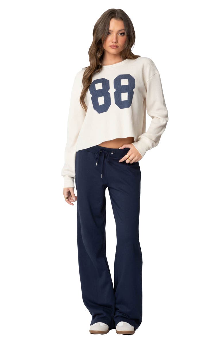 EDIKTED Quinn Straight Leg Sweatpants, Alternate, color, Navy