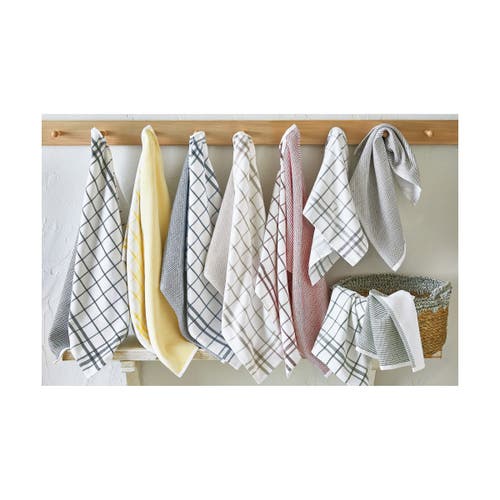 Tag 26l"x18w" Classic Foliage Cotton Set Of 2 Checked And Solid Terry Cloth Dishtowel Kitchen Towel  In Green