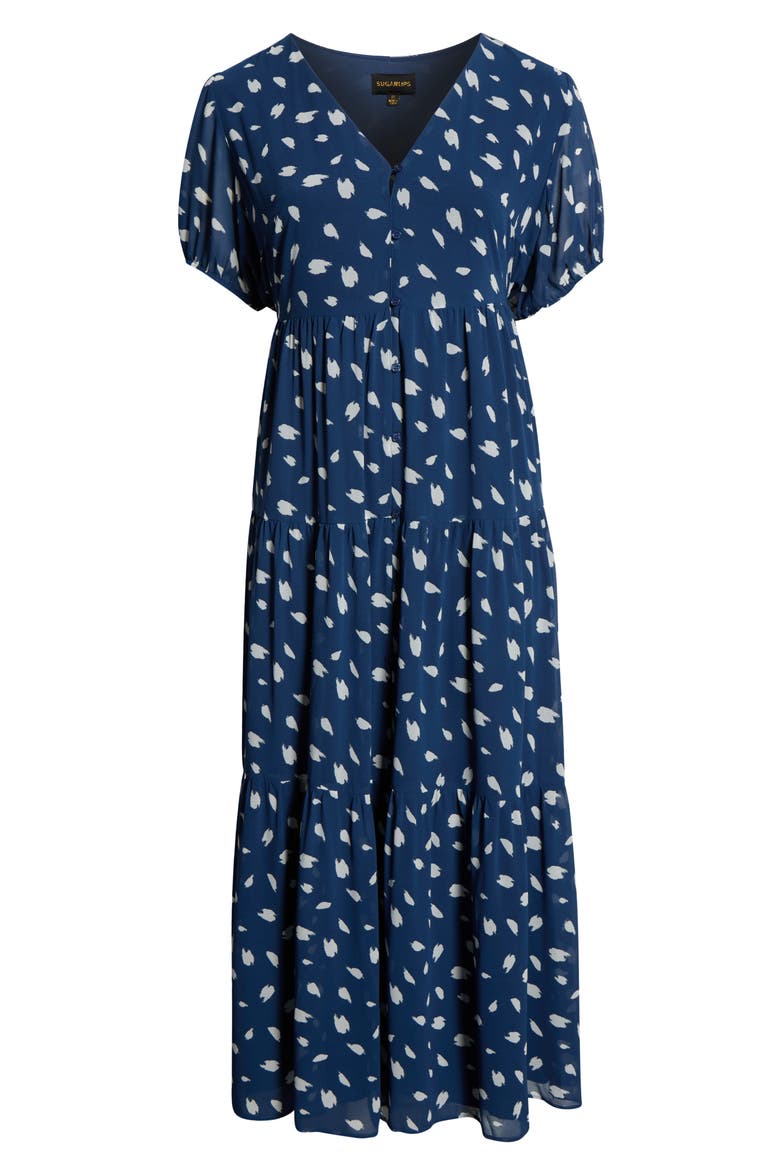 Elodie Dot Print Maxi Dress, Alternate, color, NAVY-CREAM