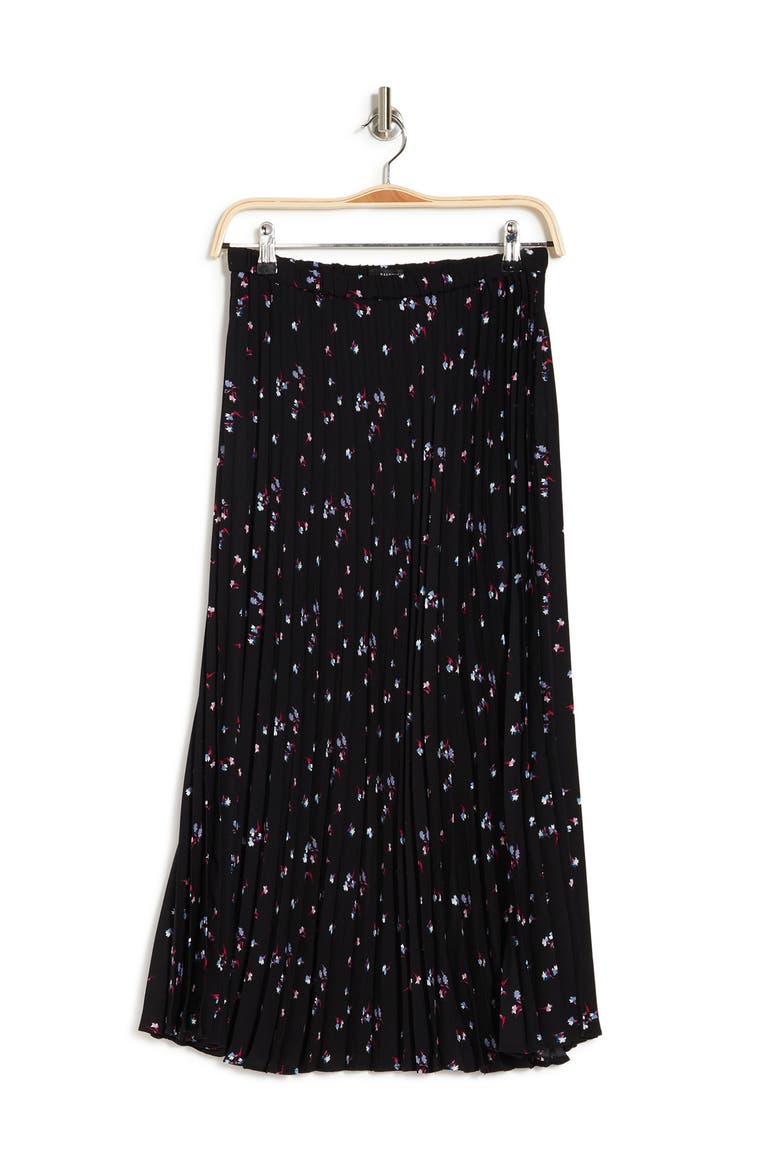 Pleated Midi Skirt, Alternate, color, BLACK JULIETTA FLORAL