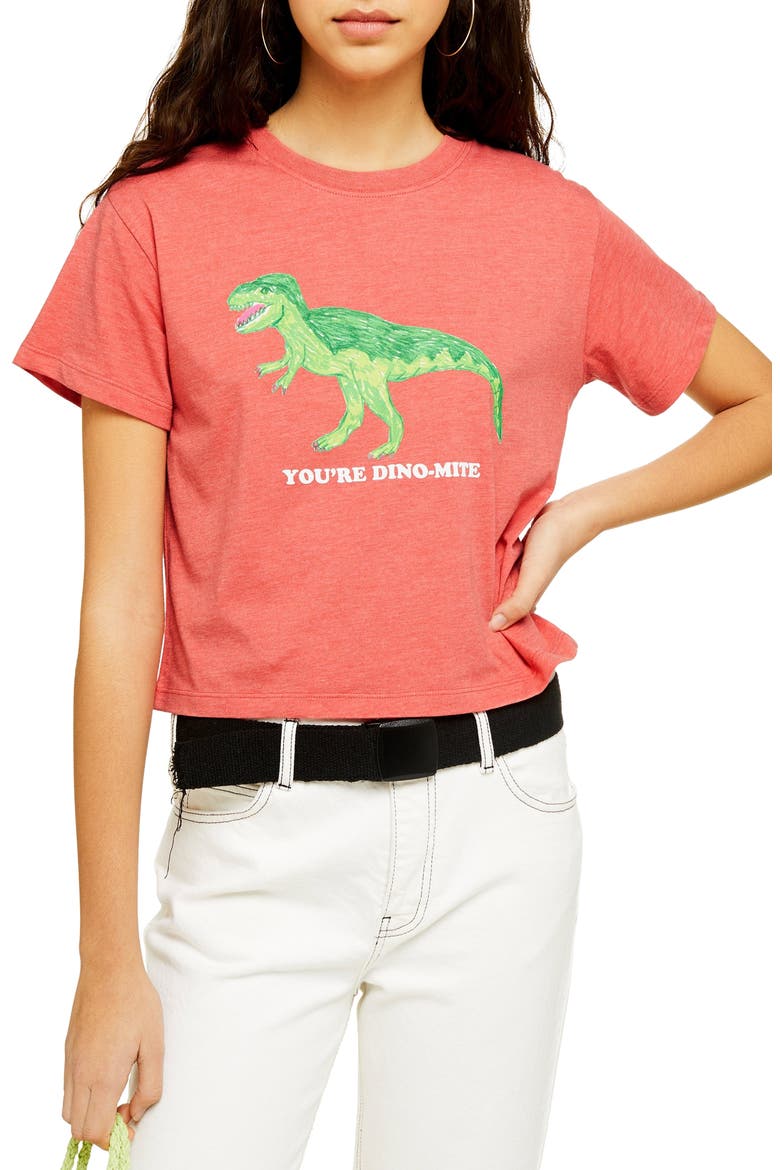 By Tee & Cake Dinomite Tee, Main, color, CORAL MULTI