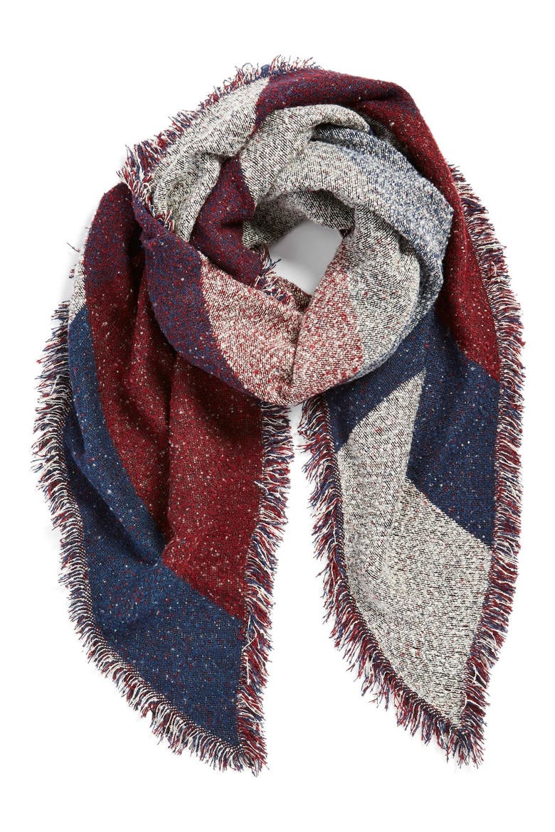 Marled Colorblock Oblong Scarf, Main, color, NAVY/ RED