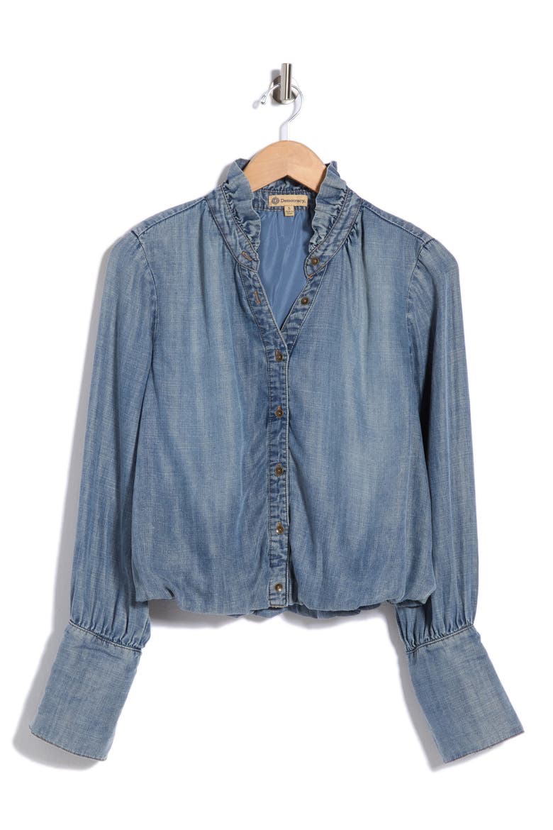 Ruffle Bubble Top, Alternate, color, LIGHT BLUE