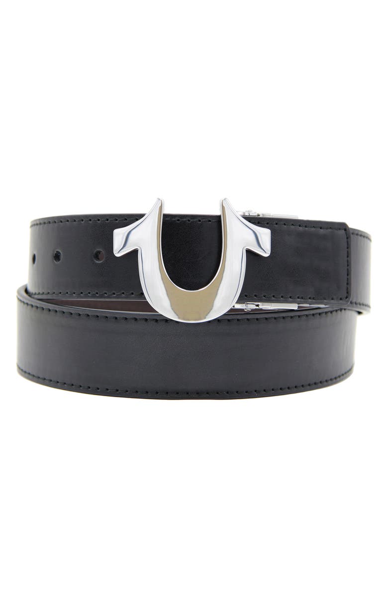 True Religion Dex Horseshoe Buckle Belt, Main, color, Black