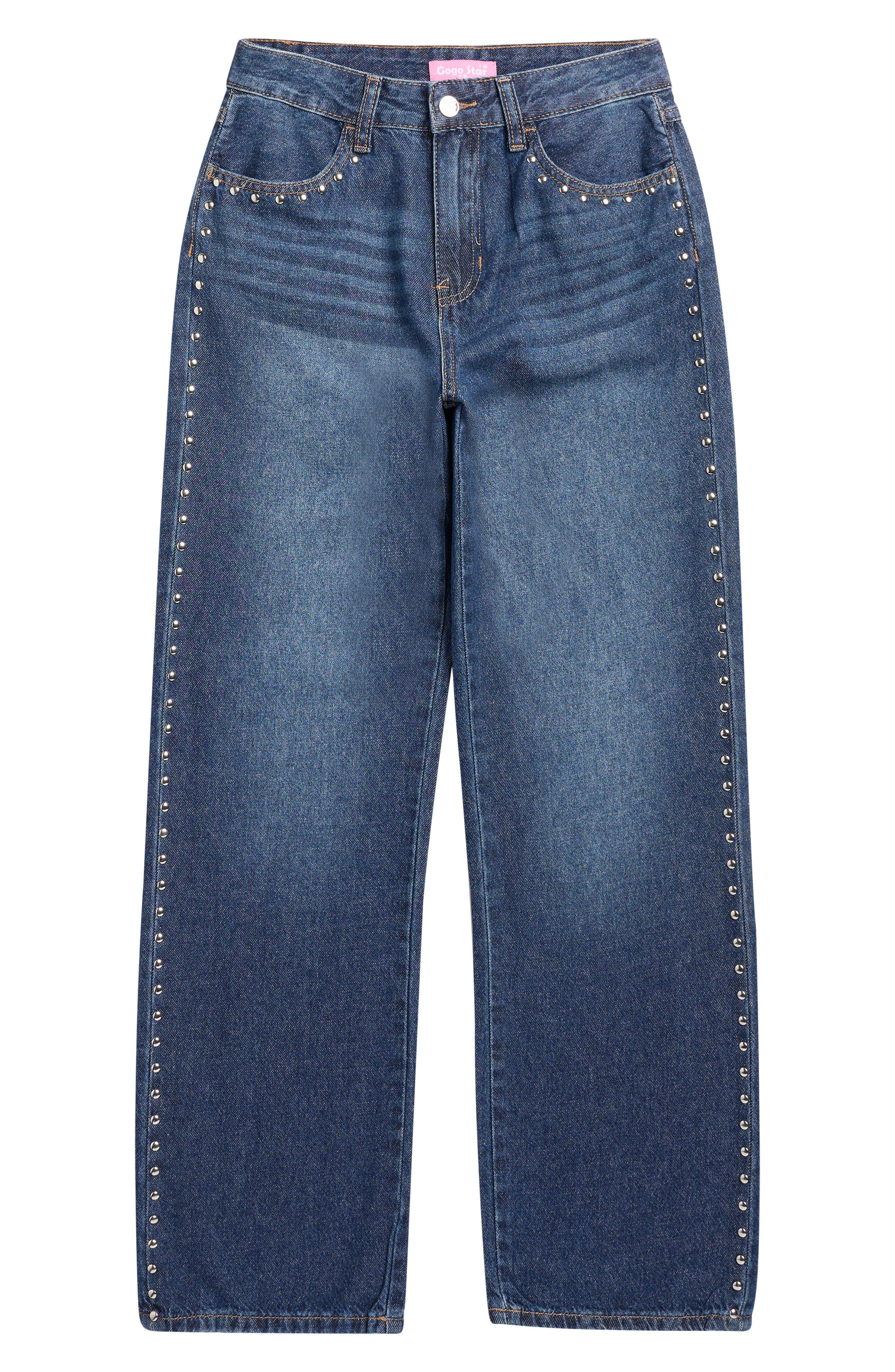 GOGO STAR Kids' Studded Wide Leg Jeans