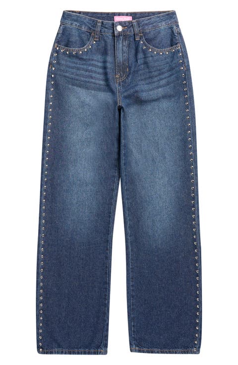Kids' Studded Wide Leg Jeans (Big Kid)
