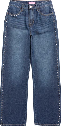 Kids' Studded Wide Leg Jeans