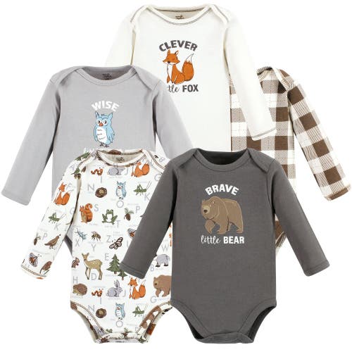 Touched By Nature 5pk Long Sleeve Organic Bodysuits In Multi