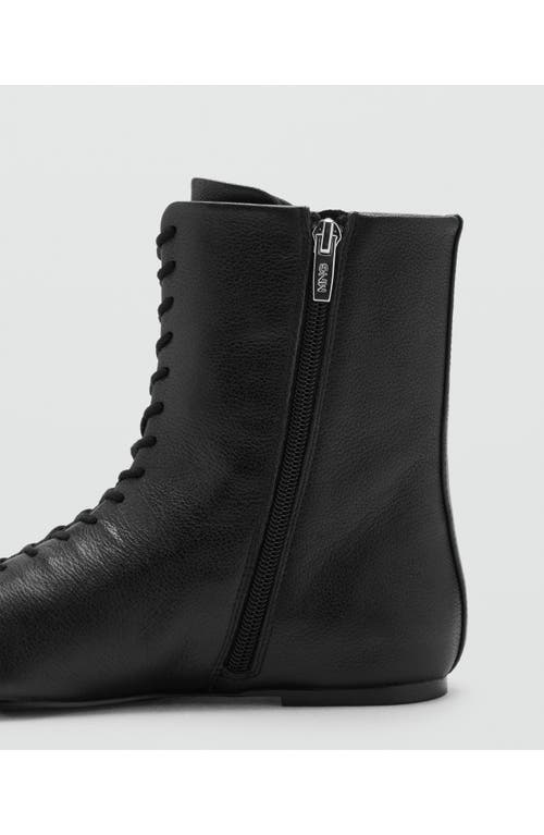 Mango Lace Up Bootie In Black