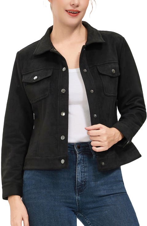 Women's Faux Suede Trucker Jacket