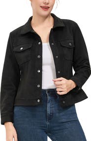 Kimi & Kai Women's Faux Suede Trucker Jacket