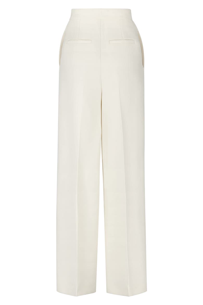 High Waist Wool & Silk Wide Leg Pants, Alternate, color, WHITE