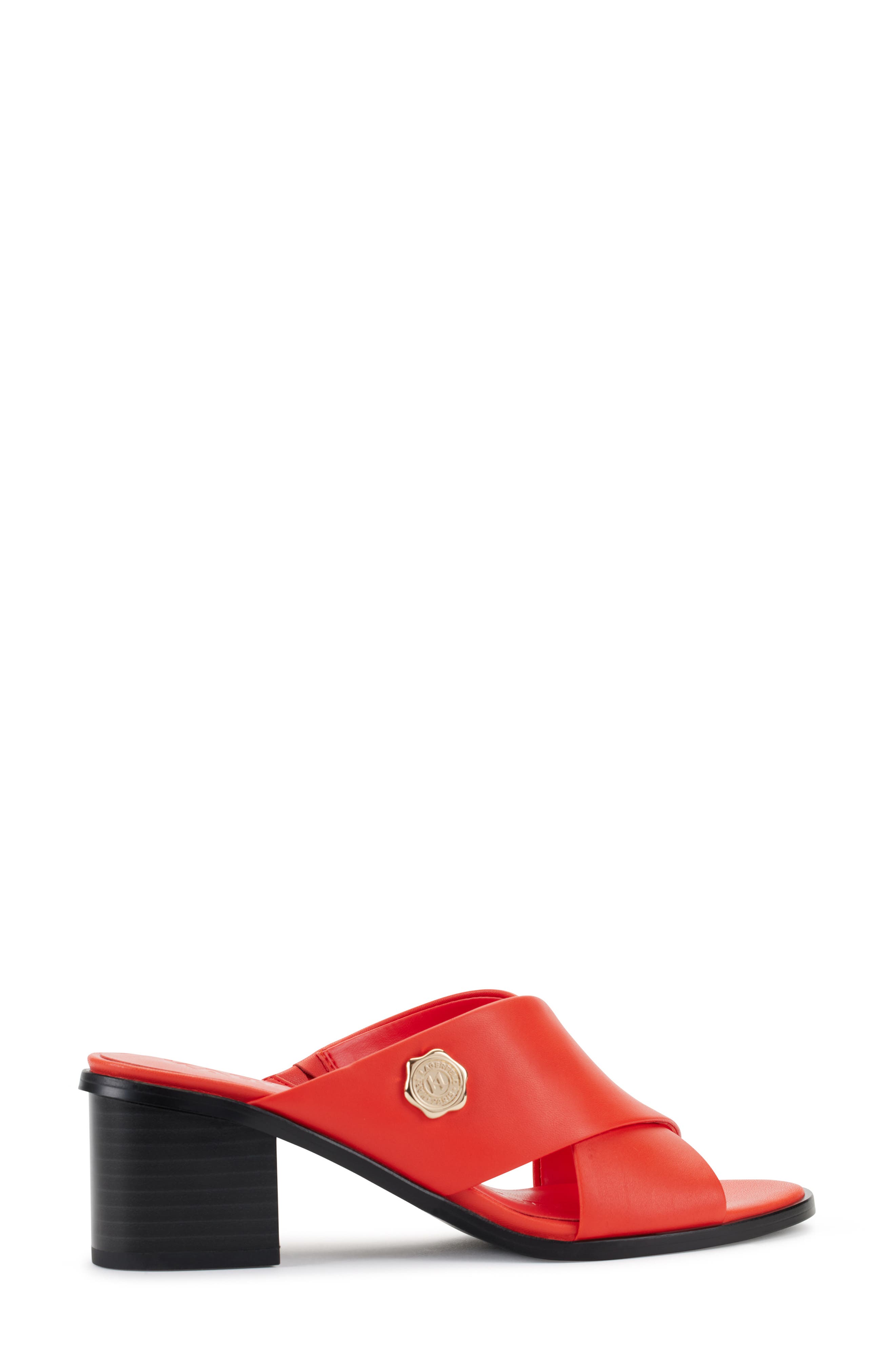 KARL LAGERFELD PARIS Henryk Criscross Slide Sandal, Alternate, color, Vermillon