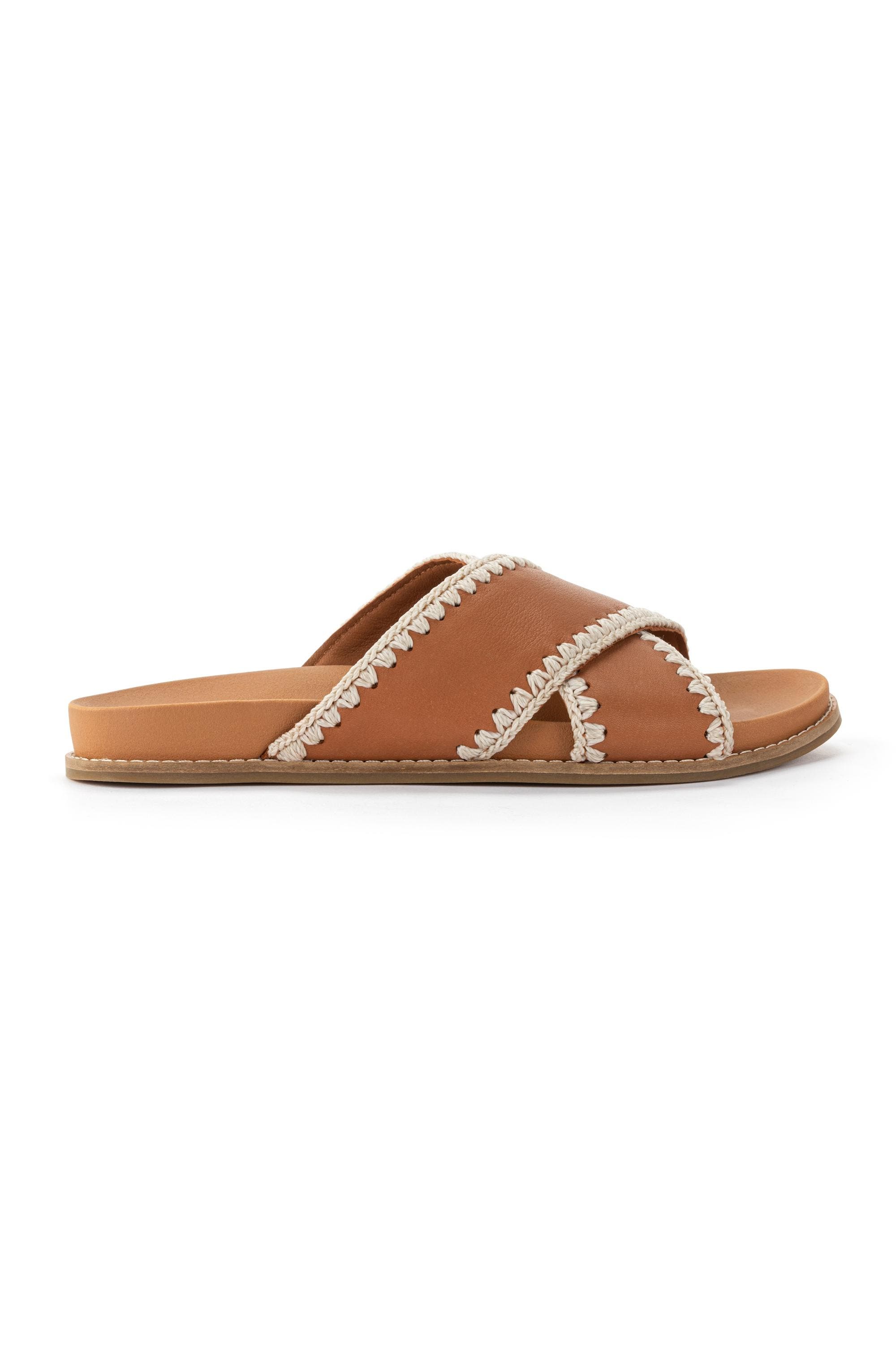 Penelope Leather Slip On Sandal, Alternate, color, Tobacco