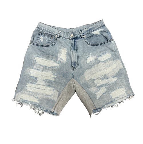 RETROVERT Denim Distressed Shorts in Blue  product
